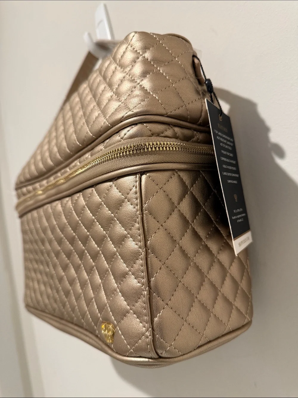 PurseN Quilted Metallic Taupe Cosmetic Case New with Tags